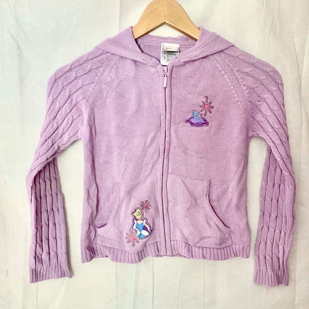 Disney Girl’s Lavender Zip down sweater Size Small